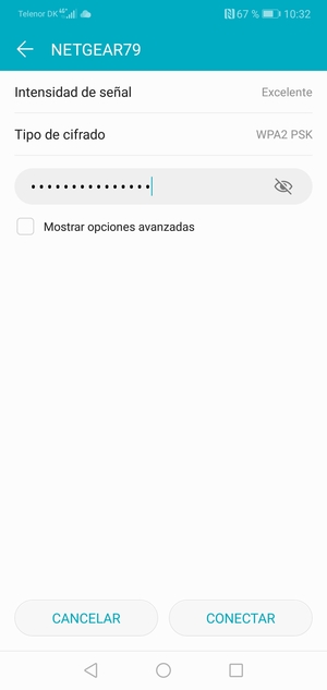 Introduzca la contraseña de Wi-Fi y seleccione CONECTAR