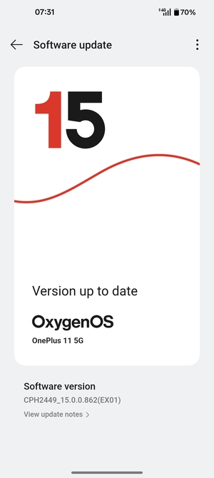 If your phone is up to date, you will see the following screen