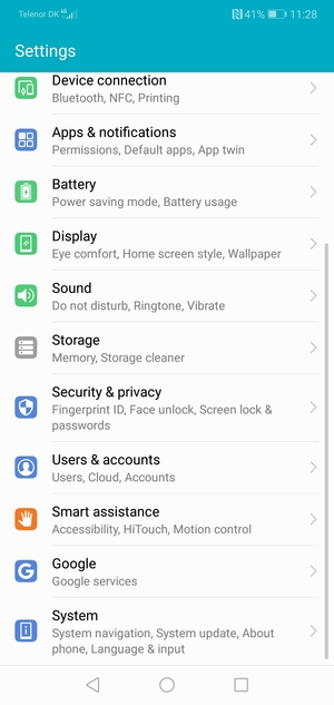 Return to the Settings menu and select Users & accounts