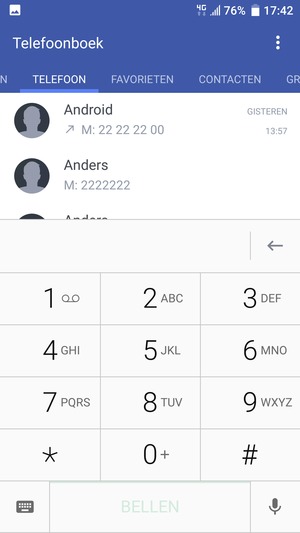 Klik op nummer 1 en houd dit vast