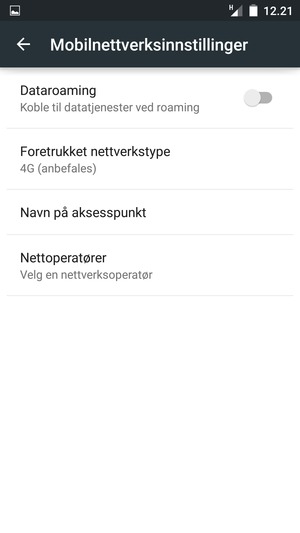 For å bytte nettverk hvis det oppstår nettverksproblemer, velg Nettoperatører