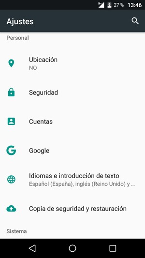 Vuelva al menú Ajustes y seleccione Cuentas