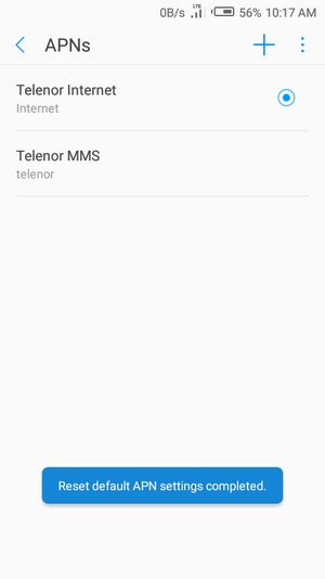 Your phone will reset to default Internet and MMS settings