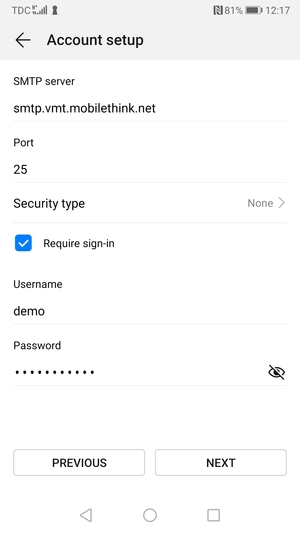 Enter Outgoing server address