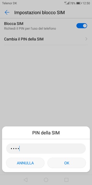 Inserisci PIN della SIM attuale e seleziona OK