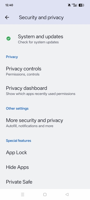 Scroll to and select More security and privacy