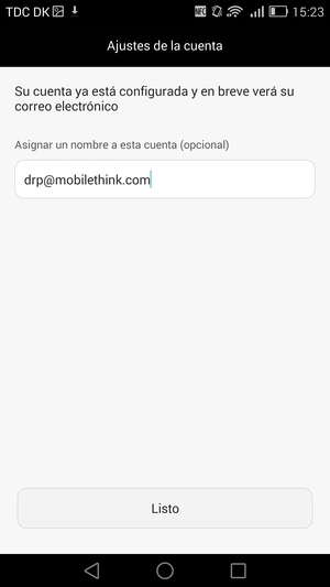 Déle a su cuenta un nombre y seleccione Listo