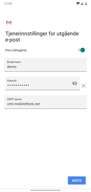 Skriv inn utgående serveradresse