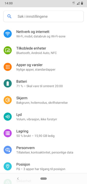 Velg Nettverk og internett