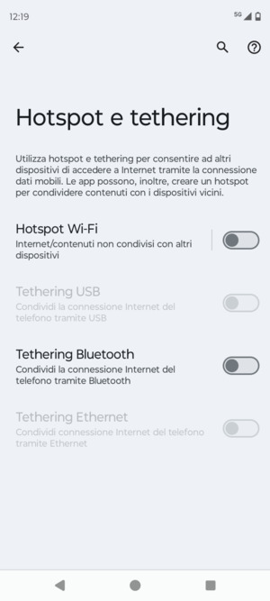 Seleziona Hotspot Wi-Fi