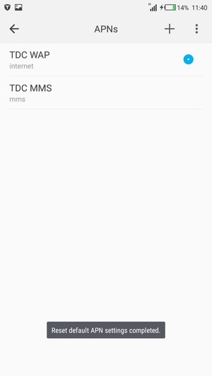 Your phone will reset to default Internet and MMS settings
