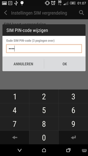 Voer uw Oude SIM PIN-code in en selecteer OK
