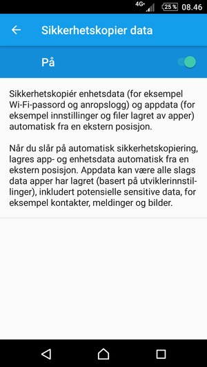Velg tilbake-knappen