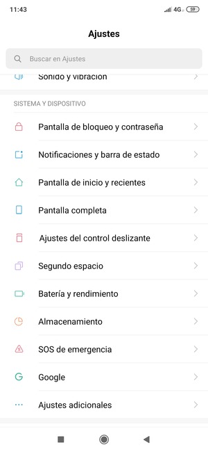 Desplácese y seleccione Ajustes adicionales
