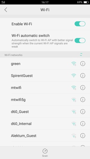 Select the wireless network you want to connect to