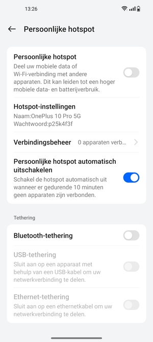 Schakel Persoonlijke hotspot in