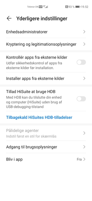 Vælg Kryptering og legitimationsoplysninger