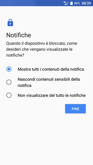 Seleziona la tua opzione preferita e poi FINE