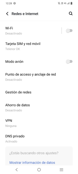 Seleccione Punto de acceso y anclaje de red