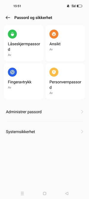 For å aktivere skjermlåsen, gå til Passord og sikkerhet-menyen og velg Låseskjermpassord