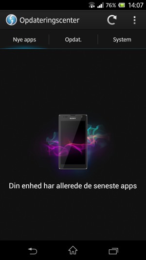 Vælg System og Opdatér