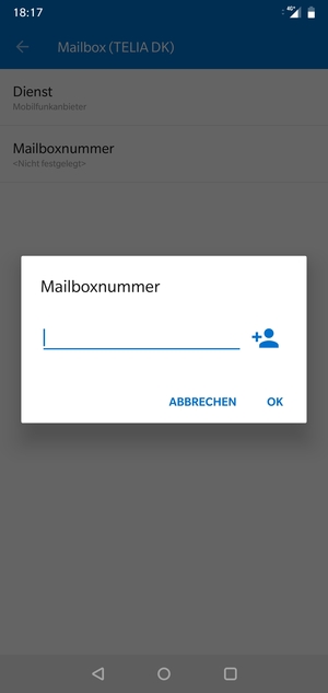 Geben Sie die Mailboxnummer ein und wählen Sie OK