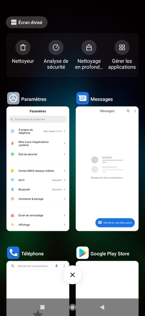Sélectionnez l'icône Supprimer pour fermer toutes les applis en cours d'exécution