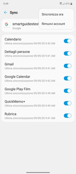 Seleziona Sincronizza ora