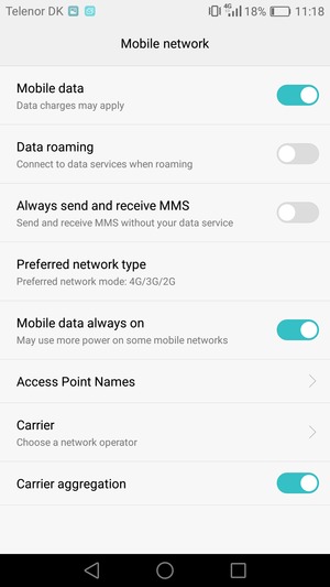Select Preferred network type