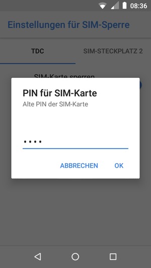 Geben Sie Ihre alte PIN der SIM-Karte ein und wählen Sie OK