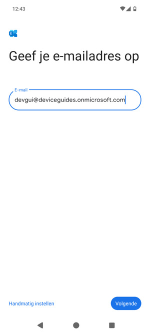 Voer uw e-mailadres in en selecteer Handmatig instellen