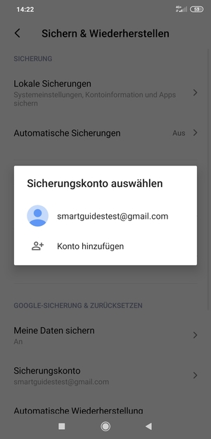 Wählen Sie Ihr Konto für Backup
