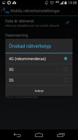 Tryck på ditt föredragna alternativ