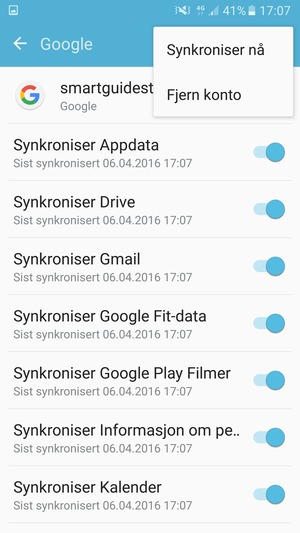 Velg Synkroniser nå