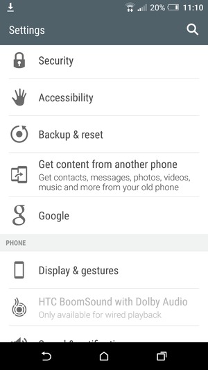Scroll to and select Backup & reset