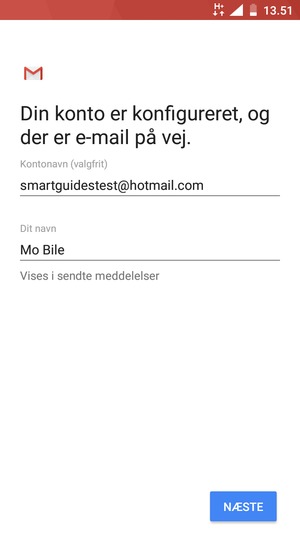 Giv din konto et navn og indtast dit navn. Vælg NÆSTE