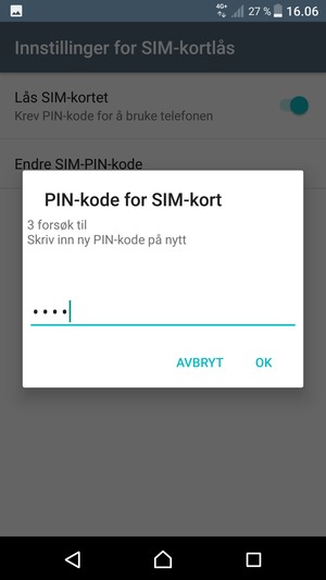 Bekreft din nye PIN-kode for SIM-kort og velg OK