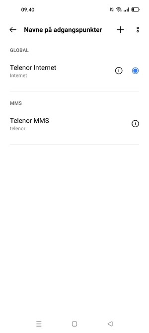 Vælg internetadgangspunktet