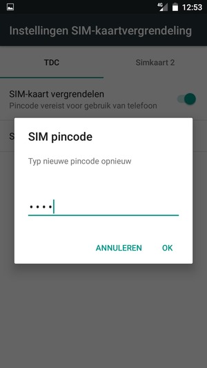 Bevestig uw nieuwe pincode en selecteer OK