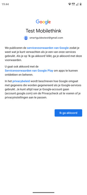 Selecteer Ik ga akkoord