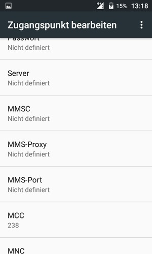 Scrollen Sie nach unten und geben Sie MMS-Informationen ein
