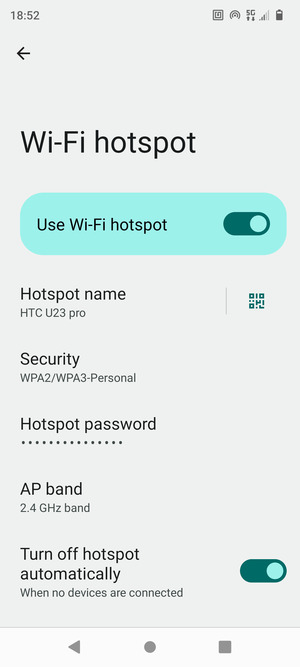Your phone is now set up for use as a modem