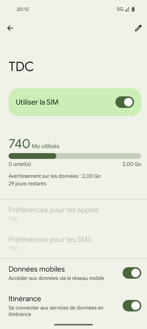 Activer ou désactiver Itinérance