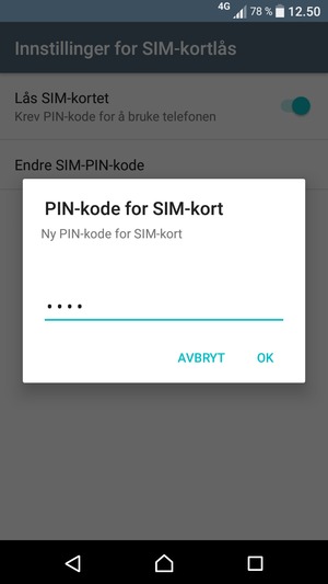 Skriv inn Ny PIN-kode for SIM-kort og velg OK