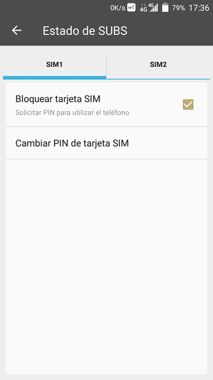 Seleccione SIM1 o SIM2 y seleccione Cambiar PIN de tarjeta SIM