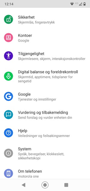 Bla til og velg Sikkerhet