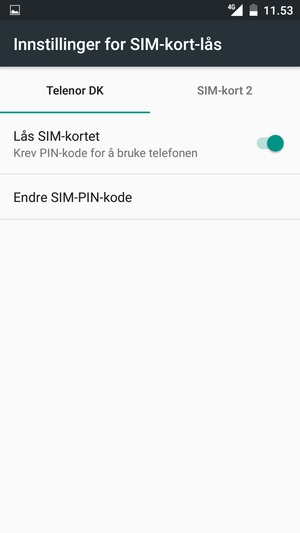 Velg Public og Endre SIM-PIN-kode