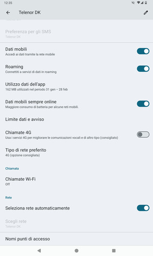 Attiva o disattiva Roaming