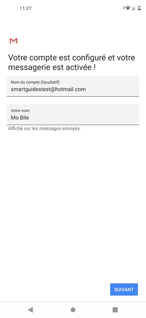 Donnez un nom à votre compte et saisissez votre nom. Sélectionnez SUIVANT