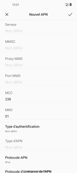 Faites défiler vers le bas et saisissez les informations MMS